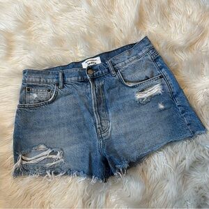 Reformation Jeans Blue Distressed Jean Shorts